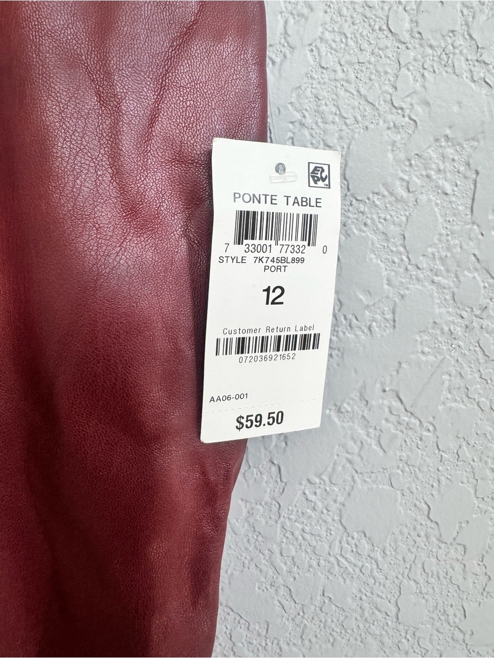 INC Faux Leather Burgundy High-Waist Leggings size 12 - Picture 3 of 5